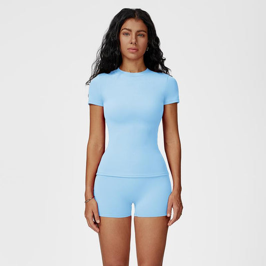 Ensemble sport 2 pièces femme bleu ciel - vue face