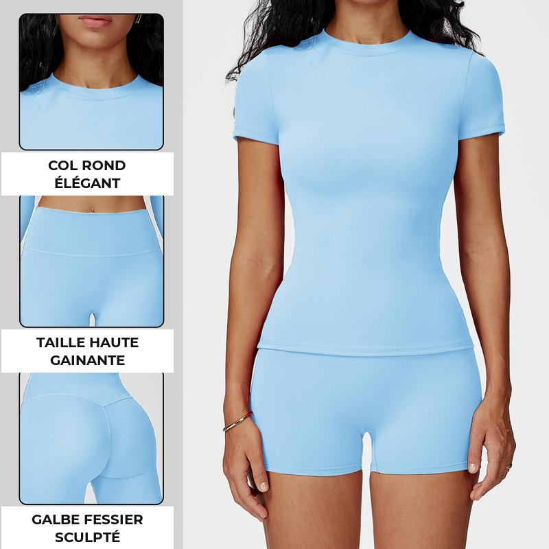 Col rond, taille haute gainante, galbe fessier sculpté